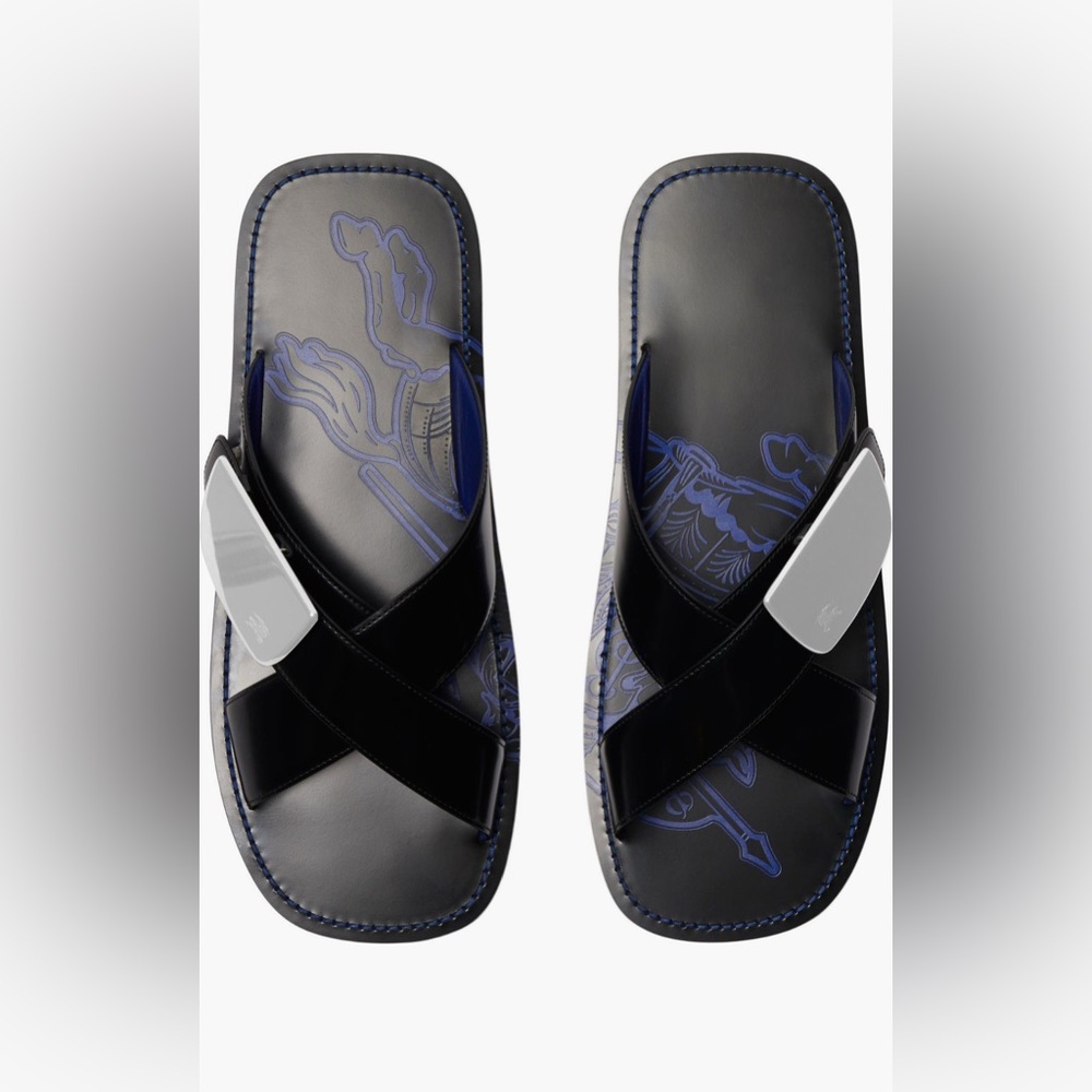 New Burberry EKD Shield Slide Sandal. Sz 40 $850